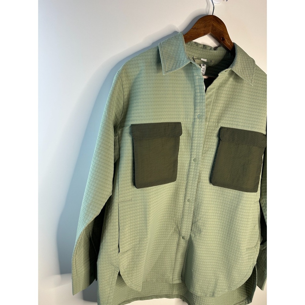 Lululemon Grid Fleece Hiking Overshirt Laurel Green Medium Olive LW3FO3S Size 8 - Picture 4 of 14